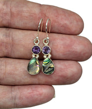 Load image into Gallery viewer, Paua Shell &amp; Amethyst Earrings, Sterling Silver, New Zealand Abalone Shell - GemzAustralia 