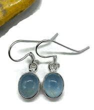 Load image into Gallery viewer, Aquamarine Earrings, Oval Cabochons, Sterling Silver, March Birthstone, 7 carats - GemzAustralia 