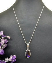 Load image into Gallery viewer, Purple Ammolite Pendant, Sterling Silver, Pear Shaped, Fossilized Ammonites - GemzAustralia 