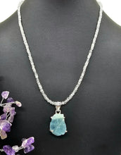 Load image into Gallery viewer, Aquamarine Beaded Necklace, March Birthstone, Sterling Silver, 46cm, 18in - GemzAustralia 
