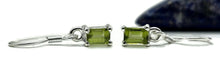 Load image into Gallery viewer, Rectangle Peridot Earrings, 3.5 carats, Sterling Silver, Emerald Faceted, Green Gemstone - GemzAustralia 