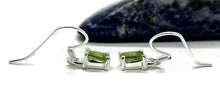 Load image into Gallery viewer, Rectangle Peridot Earrings, 3.5 carats, Sterling Silver, Emerald Faceted, Green Gemstone - GemzAustralia 