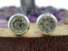 Load image into Gallery viewer, Prasiolite Stud Earrings, Round Shaped, Sterling Silver, 3.8 Carats, Birthstone studs - GemzAustralia 