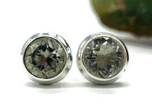 Load image into Gallery viewer, Prasiolite Stud Earrings, Round Shaped, Sterling Silver, 3.8 Carats, Birthstone studs - GemzAustralia 