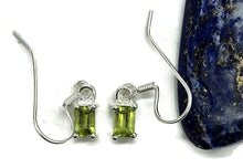 Load image into Gallery viewer, Rectangle Peridot Earrings, 3.5 carats, Sterling Silver, Emerald Faceted, Green Gemstone - GemzAustralia 