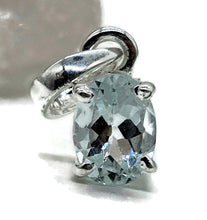 Load image into Gallery viewer, Aquamarine Pendant, March Birthstone, Sterling Silver, Faceted Oval, 2 carats - GemzAustralia 