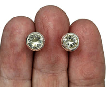 Load image into Gallery viewer, Prasiolite Stud Earrings, Round Shaped, Sterling Silver, 3.8 Carats, Birthstone studs - GemzAustralia 