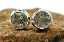 Load image into Gallery viewer, Prasiolite Stud Earrings, Round Shaped, Sterling Silver, 3.8 Carats, Birthstone studs - GemzAustralia 