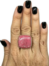 Load image into Gallery viewer, Square Thulite Ring, size T 1/2, Sterling Silver, Vibrant Pink Gemstone, Pink Zoisite - GemzAustralia 