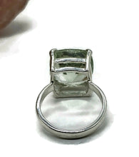 Load image into Gallery viewer, Green Amethyst Ring, Size R, Cushion Cut, Sterling Silver, Prasiolite Ring, Clears Negativity - GemzAustralia 