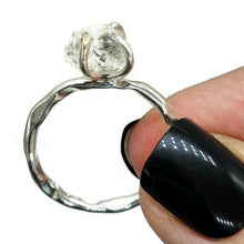 Load image into Gallery viewer, Herkimer Diamond Solitaire Ring, Size S, April Birthstone, Sterling Silver - GemzAustralia 