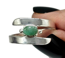 Load image into Gallery viewer, Emerald Ring, May Birthstone, 2 sizes, Sterling Silver, Side Set Oval, Natural Gemstone - GemzAustralia 