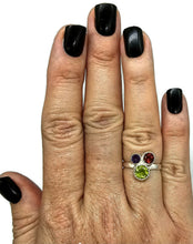 Load image into Gallery viewer, Multi Gemstone Ring, Size O, Sterling Silver, Peridot, Amethyst &amp; Garnet Ring - GemzAustralia 