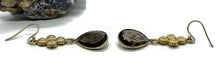 Load image into Gallery viewer, Smoky Quartz Earrings, Sterling Silver, 14K gold Plated, Caramel Brown, Double Drop - GemzAustralia 
