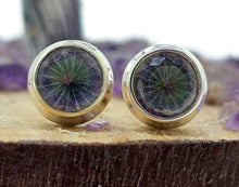 Load image into Gallery viewer, Round Mystic Topaz Studs, Sterling Silver, Purple Green Gemstone, Fire Topaz Earrings - GemzAustralia 
