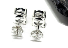 Load image into Gallery viewer, Black Onyx Stud Earrings, Sterling Silver, Round prong set, Strength Giving, Support - GemzAustralia 