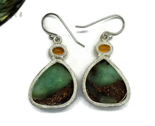 Load image into Gallery viewer, Chrysoprase &amp; Carnelian Earrings, Sterling Silver, Chalcedony Gems - GemzAustralia 