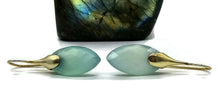Load image into Gallery viewer, Baby Blue Chalcedony Earrings, Sterling Silver Gold Plated, Marquise Shape - GemzAustralia 