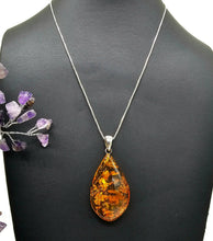 Load image into Gallery viewer, Cognac Amber Pendant, Sterling Silver, Millions of years old, Fossilized Tree Resin - GemzAustralia 