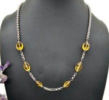 Load image into Gallery viewer, Citrine Belcher Link Chain Necklace, Rolo Chain, 47-52 cm adjustable, Gemstone Necklace - GemzAustralia 