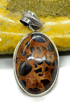 Load image into Gallery viewer, Bauxite Pendant, Sterling Silver, Oval Shaped, Cheetah Pattern, Release of Anger - GemzAustralia 
