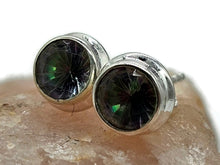 Load image into Gallery viewer, Round Mystic Topaz Studs, Sterling Silver, Purple Green Gemstone, Fire Topaz Earrings - GemzAustralia 