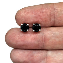 Load image into Gallery viewer, Black Onyx Stud Earrings, Sterling Silver, Round prong set, Strength Giving, Support - GemzAustralia 