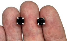 Load image into Gallery viewer, Black Onyx Stud Earrings, Sterling Silver, Round prong set, Strength Giving, Support - GemzAustralia 