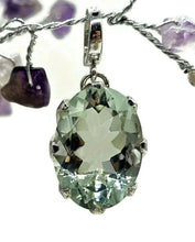Load image into Gallery viewer, Prasiolite Pendant, Oval shaped, Sterling Silver, Green Amethyst Gemstone, Spiritual Stone - GemzAustralia 
