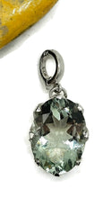 Load image into Gallery viewer, Prasiolite Pendant, Oval shaped, Sterling Silver, Green Amethyst Gemstone, Spiritual Stone - GemzAustralia 