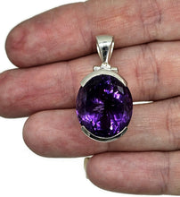 Load image into Gallery viewer, Amethyst Pendant, February Birthstone, 26 carats, Oval Faceted, Sterling Silver - GemzAustralia 