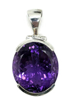 Load image into Gallery viewer, Amethyst Pendant, February Birthstone, 26 carats, Oval Faceted, Sterling Silver - GemzAustralia 
