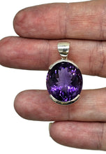 Load image into Gallery viewer, Amethyst Pendant, February Birthstone, 26 carats, Oval Faceted, Sterling Silver - GemzAustralia 
