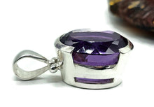 Load image into Gallery viewer, Amethyst Pendant, February Birthstone, 26 carats, Oval Faceted, Sterling Silver - GemzAustralia 