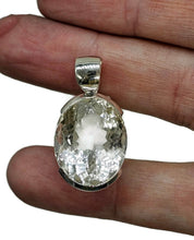 Load image into Gallery viewer, 26 carat Clear Quartz Crystal Pendant, Sterling Silver, Oval Faceted, Concentration Stone - GemzAustralia 