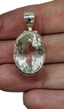 Load image into Gallery viewer, 26 carat Clear Quartz Crystal Pendant, Sterling Silver, Oval Faceted, Concentration Stone - GemzAustralia 