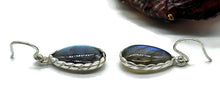 Load image into Gallery viewer, Labradorite Earrings, Sterling Silver, Blue Green Labradorite, Teardrop Shape - GemzAustralia 
