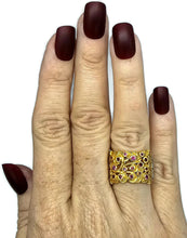 Load image into Gallery viewer, Two tone Ruby Ring, Size O1/2, 24K gold plated Sterling Silver, July Birthstone, Filigree - GemzAustralia 