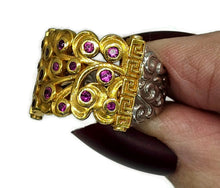 Load image into Gallery viewer, Two tone Ruby Ring, Size O1/2, 24K gold plated Sterling Silver, July Birthstone, Filigree - GemzAustralia 