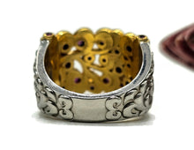 Load image into Gallery viewer, Two tone Ruby Ring, Size O1/2, 24K gold plated Sterling Silver, July Birthstone, Filigree - GemzAustralia 