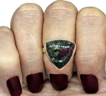 Load image into Gallery viewer, Triangle Eudialyte Ring, size O, Sterling Silver, The Stone of the Heartland, Balances - GemzAustralia 