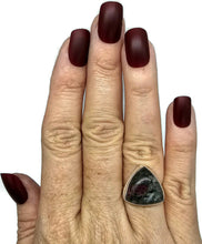 Load image into Gallery viewer, Triangle Eudialyte Ring, size O, Sterling Silver, The Stone of the Heartland, Balances - GemzAustralia 