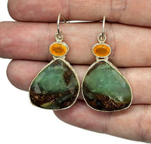 Load image into Gallery viewer, Chrysoprase &amp; Carnelian Earrings, Sterling Silver, Chalcedony Gems - GemzAustralia 