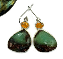 Load image into Gallery viewer, Chrysoprase &amp; Carnelian Earrings, Sterling Silver, Chalcedony Gems - GemzAustralia 