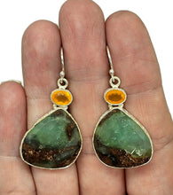 Load image into Gallery viewer, Chrysoprase &amp; Carnelian Earrings, Sterling Silver, Chalcedony Gems - GemzAustralia 