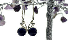Load image into Gallery viewer, Lapis Earrings, Sterling Silver, Round Shaped, Leaf Design, Protection Stone, Truth Stone - GemzAustralia 