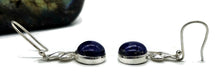 Load image into Gallery viewer, Lapis Earrings, Sterling Silver, Round Shaped, Leaf Design, Protection Stone, Truth Stone - GemzAustralia 