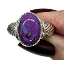 Load image into Gallery viewer, Purple Mojave Turquoise Ring, Size O, Sterling Silver, Oval Shaped, Goddess Gem - GemzAustralia 