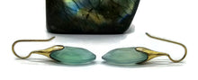 Load image into Gallery viewer, Baby Blue Chalcedony Earrings, Sterling Silver Gold Plated, Marquise Shape - GemzAustralia 