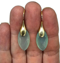 Load image into Gallery viewer, Baby Blue Chalcedony Earrings, Sterling Silver Gold Plated, Marquise Shape - GemzAustralia 